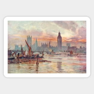 Westminster at Dusk in 1891 Sticker